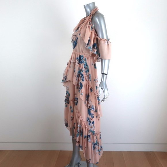 ULLA JOHNSON HALTER DRESS VALENTINE PINK RUFFLED - Picture 4 of 8